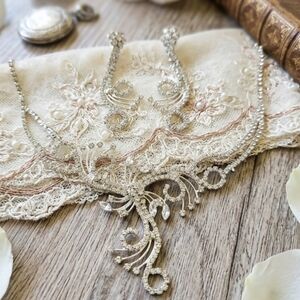 Unbranded Bridal Rhinestone Floral Swirl Necklace & Drop Earring Set Silver OS